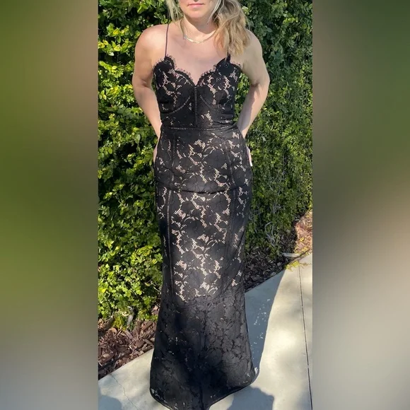 Jarlo Dresses | Jarlo Black Lace Formal Full Length Dress Mermaid/Trumpet Style Size Us4 | Color: Black | Size: 4 | Emcmackay's Closet